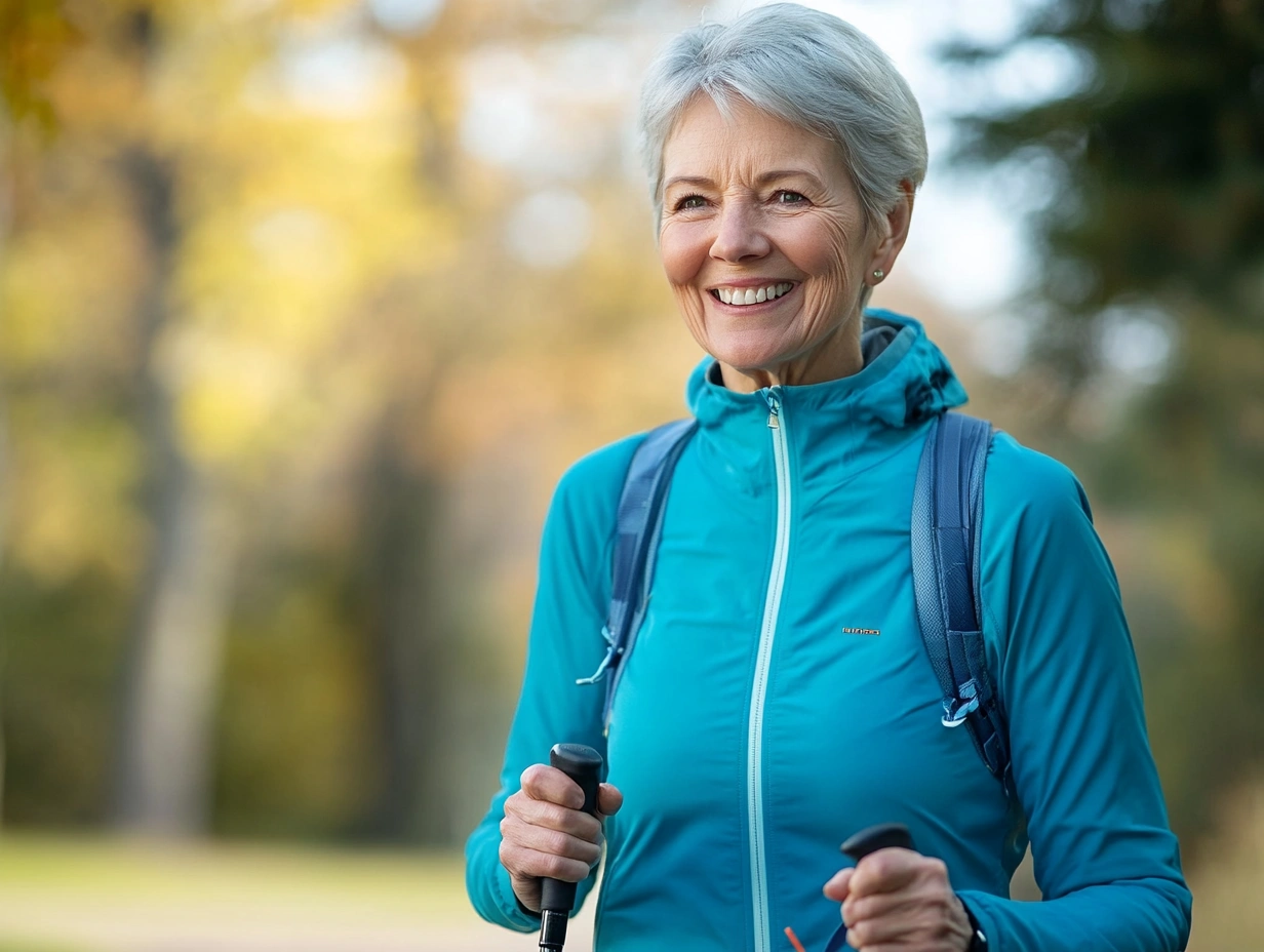 Фото Марії Петренко, 68 років, яка активно займається скандинавською ходьбою